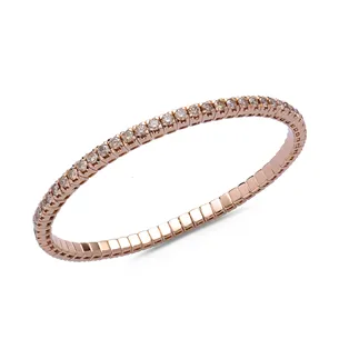 Bracelet Extensible Diamants Bruns 3.63ct en Or Rose