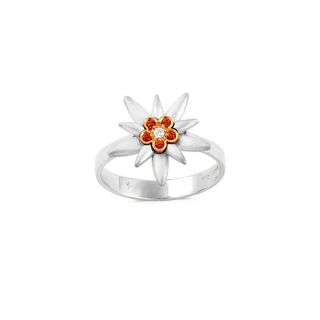Bague Edelweiss Citrine 0.07ct et Diamant 0.015ct en Or 750 mill. et Argent 925 mill.