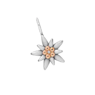 Pendentif Edelweiss Diamant 0.015ct en Or Jaune 750 mill. et Argent 925 mill.