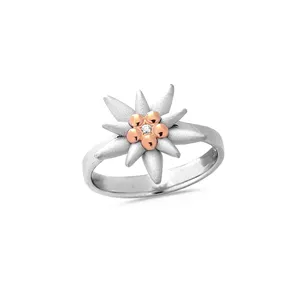 Bague Edelweiss Diamant 0.015ct en Or Jaune 750 mill. et Argent 925 mill.