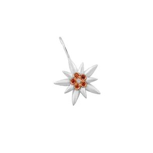 Pendentif Edelweiss Diamant 0.015ct et Citrines 0.07ct en Or Jaune 750 mill. et Argent 925 mill.