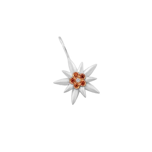 Pendentif Edelweiss Diamant 0.015ct et Citrines 0.07ct en Or Jaune 750 mill. et Argent 925 mill.