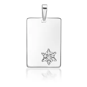 Pendentif Flocons d'Amour plaque rectangulaire en Or Blanc
