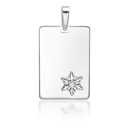 Pendentif Flocons d'Amour plaque rectangulaire en Or Blanc