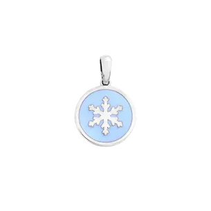 Pendentif Flocons d'Amour Email Bleu en Argent