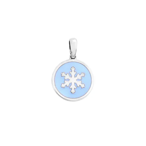 Pendentif Flocons d'Amour Email Bleu en Argent