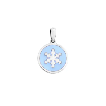 Pendentif Flocons d'Amour Email Bleu en Argent