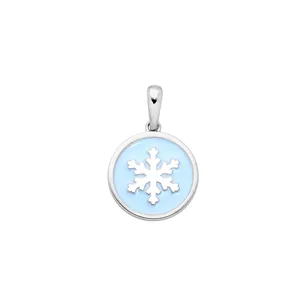 Pendentif Flocons d'Amour Email Bleu en Argent 2