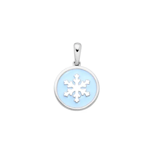 Pendentif Flocons d'Amour Email Bleu en Argent