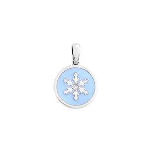 Pendentif Flocons d'Amour Email Bleu Diamant en Argent