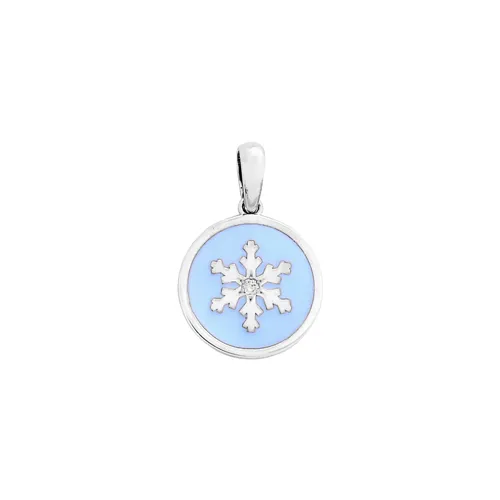 Pendentif Flocons d'Amour Email Bleu Diamant en Argent