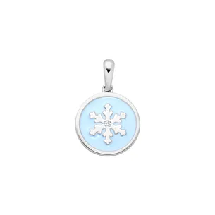 Pendentif Flocons d'Amour Email Bleu Diamant en Argent 2