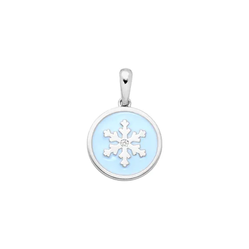 Pendentif Flocons d'Amour Email Bleu Diamant en Argent