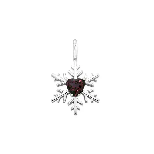 Pendentif Flocons d'Amour Rodolite Coeur en Or Blanc