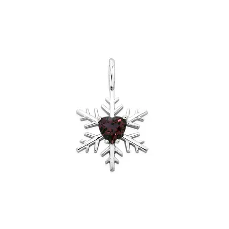 Pendentif Flocons d'Amour Rodolite Coeur en Or Blanc