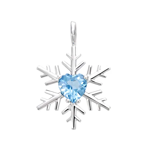 Pendentif Flocons d'Amour Topaze Coeur Bleue  en Or Blanc