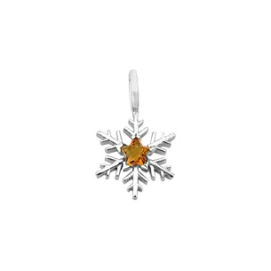 Pendentif Flocons d'Amour Citrine Star en Or Blanc