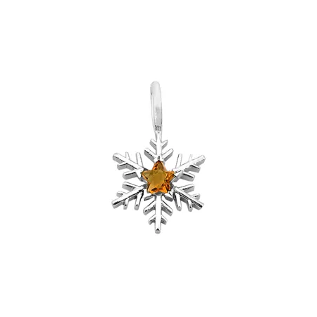 Pendentif Flocons d'Amour Citrine Star en Or Blanc