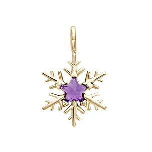 Pendentif Flocons d'Amour Améthyste Star en Or Jaune