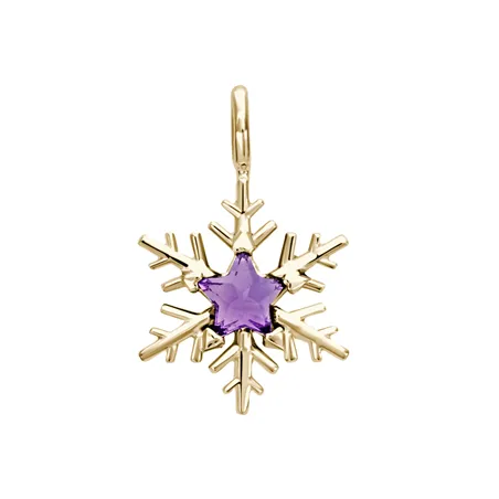 Pendentif Flocons d'Amour Améthyste Star en Or Jaune