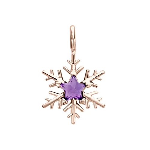 Pendentif Flocons d'Amour Améthyste Star en Or Rose