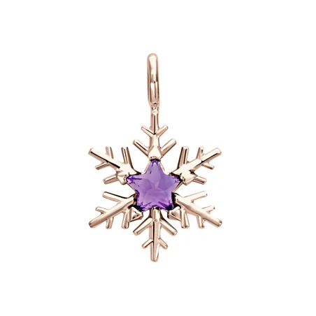 Pendentif Flocons d'Amour Améthyste Star en Or Rose
