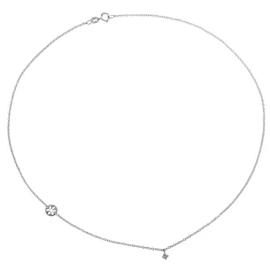 Collier La Délicatesse Diamant 0.05ct Chaine Motif Flocon en Or Blanc 750 mill. 40cm 