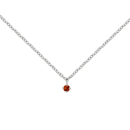 Collier La Délicatesse Citrine 0.06ct en Or Blanc 750 mill. 40cm