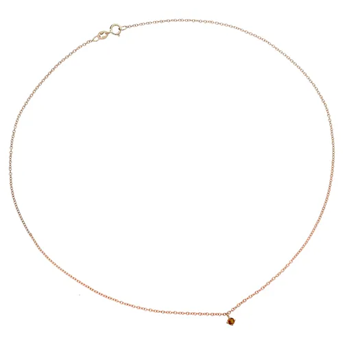 Collier La Délicatesse Citrine 0.06ct en Or Rose 750 mill. 40cm
