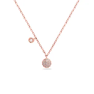 Collier La Délicatesse Diamants 0.09ct Motif Rond en Or Rose 750 mill.