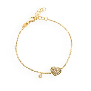 Bracelet La Delicatesse Diamats 0.17ct Motif Cœur en Or Jaune 750 mill.