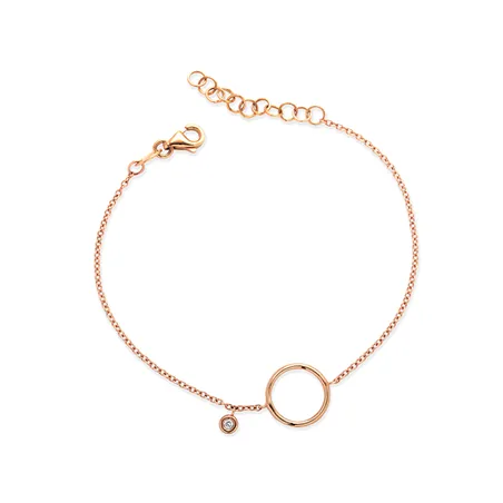 Bracelet La Délicatesse Diamant 0.02ct Motif Cercle en Or Rose 750 mill.