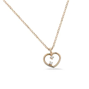Collier La Délicatesse Diamant 0.03ct Motif Coeur en Or Rose 750 mill.