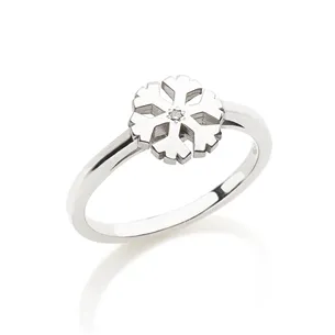 Bague Flocons d'Amour 8mm Diamant 0.01ct en Argent