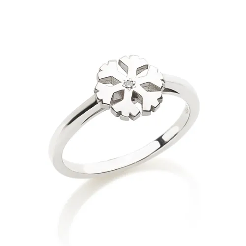Bague Flocons d'Amour 8mm Diamant 0.01ct en Argent