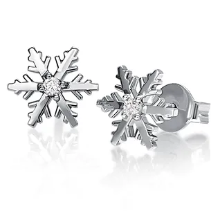 Boucles d'Oreilles Flocons d'Amour Diamants 0.06ct en Or