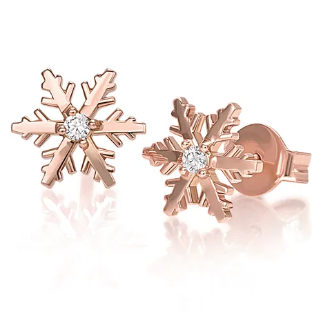 Boucles d'Oreilles Flocons d'Amour Diamants 0.06ct en Or