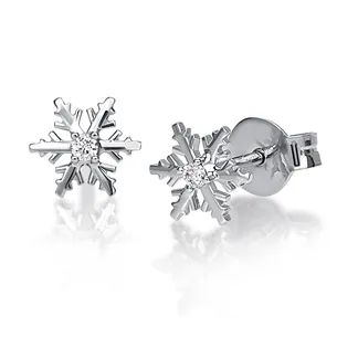 Boucles d'Oreilles Flocons d'Amour Diamant 0.04ct en Or 