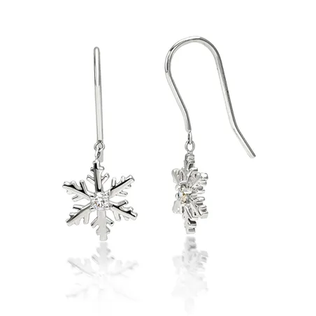 Boucle d'Oreilles Flocons d'Amour Diamants 0.06ct en Or 