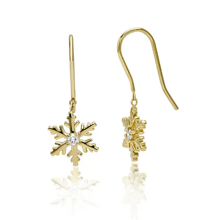Boucle d'Oreilles Flocons d'Amour Diamants 0.06ct en Or 