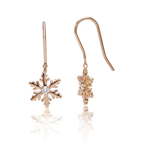 Boucle d'Oreilles Flocons d'Amour Diamants 0.06ct en Or 
