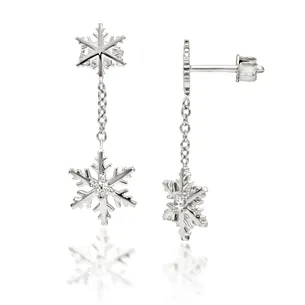 Boucles d'Oreilles Flocons d'Amour Diamants 0.06ct en Or 