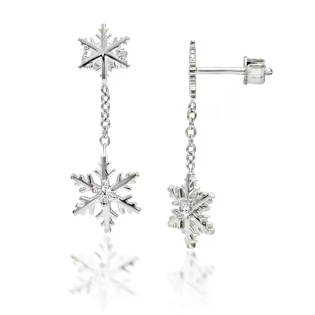 Boucles d'Oreilles Flocons d'Amour Diamants 0.06ct en Or 