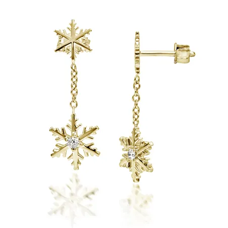 Boucles d'Oreilles Flocons d'Amour Diamants 0.06ct en Or 