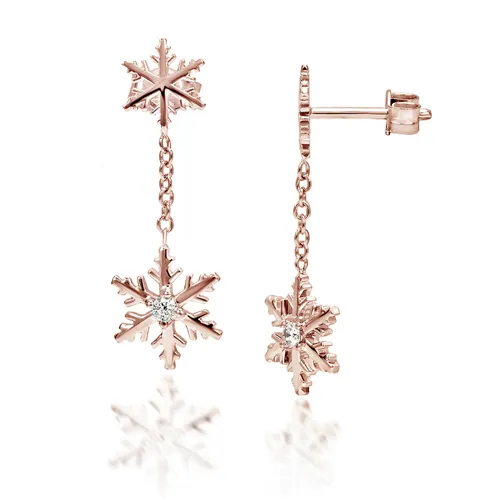Boucles d'Oreilles Flocons d'Amour Diamants 0.06ct en Or 