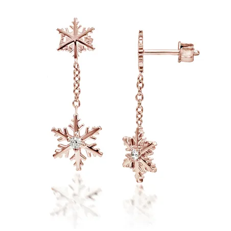 Boucles d'Oreilles Flocons d'Amour Diamants 0.06ct en Or 