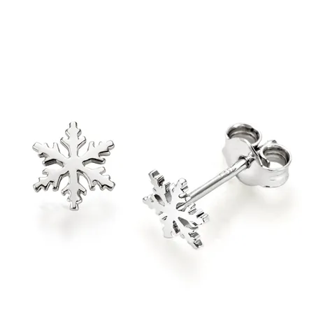 Boucles d'Oreilles Flocons d'Amour en Or Blanc 