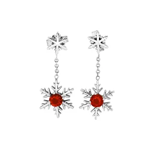 Boucles d'Oreilles Flocons d'Amour Opales de Feu en Or 