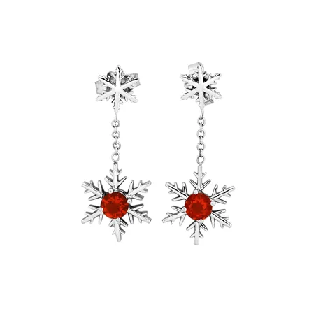 Boucles d'Oreilles Flocons d'Amour Opales de Feu en Or 
