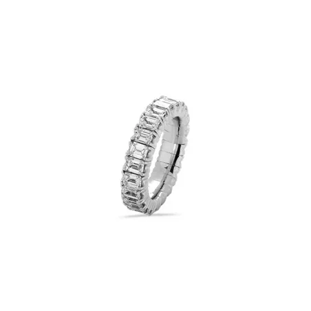 Alliance Eternelle Extensible Demi-Tour Diamants émeraude  en Or Blanc 